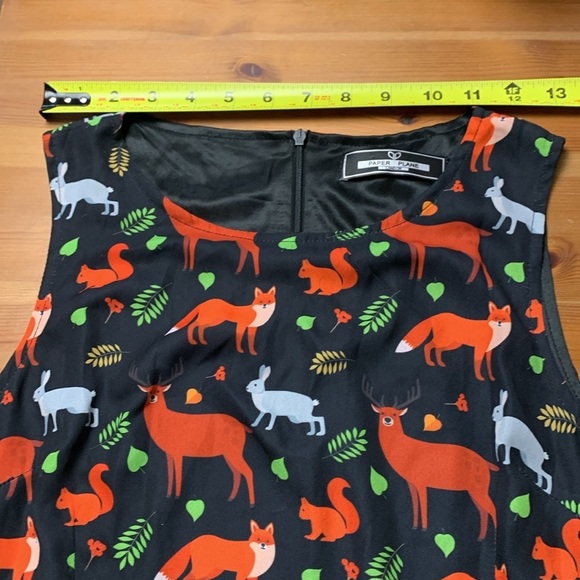 Paper Plane London Lined Fit and Flare Dress, Lightweight, Back Zipper, Black - Picture 5 of 12